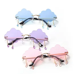 UV400 Trendy Tassel Fashion Retro Rimless Sun Glasses Steampunk Solglasögon nyanser Roliga moln formade glasögon 220629