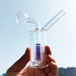 Square Glass Hookah Smoking Pipe Glass Pipes Oil Burner Tobacco Bowl Together Ash Catchers Integrated Bong Percolater Bubbler Smoke Shisha Gifts Wholesale