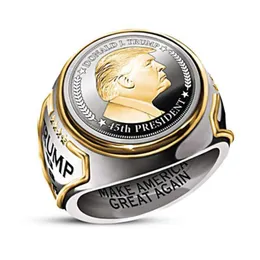 Mode usa president trump ring de senaste smycken silver guld färg amerikanska män coola biker ringar