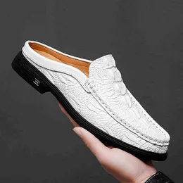 Dres Shoe 2022 Black Half Shoe For Men Mule Casual Fashion Social Big rozmiar Moccasin Elegante Walking 220723