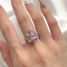 Rozmiar 6-9 Prawdziwy 925 Pierścienie srebrne biżuteria Pink 5A Designer Pierścień dla kobiety imprez