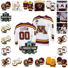 XFLSP 2022 College Frozen Four Championship Minnesota Golden Gophers Hockey Jersey Anpassad 1 Justen Stäng 2 Jackson Lacombe 4 Ben Brinkman 5 Matt