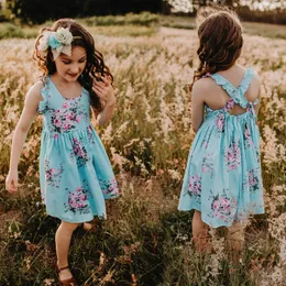 2022 Novos vestidos de verão de vestidos de moda do vestido Princesa Conjunto de cabeça de cabeça floral impressão floral