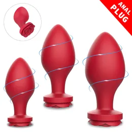 AIERSHA Vuxen Game Silicone Butt Plug Rose Shape 3 olika storlek BDSM Anal Toys för män/kvinnor Buttplug Couples Sexig Shop