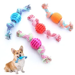 Pet Dog Rope Chew Toys Bone Ball Shape Animal Pets Playing Knot Toy Cotton Teeth Cleaning Toys for Small Dog 4 Colors