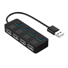 USB 2.0 Hub Multi USB Splitter 4 Ports Expander USB Adapter med LED -indikator Power Switch Flash -enheter för bärbar dator PC