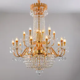 European Crystal Chandeliers Living Room Light Luxury Atmosphere Villa Rrestaurant Lamp Duplex Hotel Gold Led Glass Fixture
