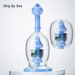 Schiff auf dem Seeweg, bunte Pilz-Wasserpfeifen, Glasbongs, Raucherzubehör, einzigartige Bong, 14 mm weiblicher Bubbler, Duschkopf, Perc-Perkolator, Dab-Ölplattformen mit Schüssel WP2194