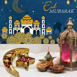 Party Decoration Muslim Eid Dinner Plate Moon Star Iron Tray Food Storage Container Festival Supplies Home Accessories