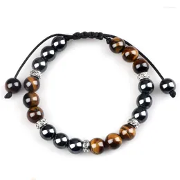 Fios de miçangas de hematita não magnética Chakra de tigre natural olho de lava preto lava obsidiana pulseira pulseira de pulseiras homens lars22