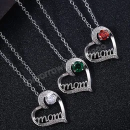 Mors dag gåva mamma bokstav kärlek hjärtformad kristall hänge halsband charms choker gåva till mor mormor