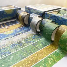 Gift Wrap Rolls VanGogh Star Painting Gold Foil Vintage Washi Tape DIY Scrapbooking Decoration Masking Set Stationery Card MakingGift