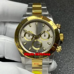 N Factory V4 Orologi 116523 40mm 904L CAL.4130 Cronografo automatico Orologio da uomo Quadrante argento Bracciale bicolore in oro 18 carati Orologi da polso da uomo