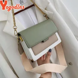 Torby wieczorowe Yogodlns Kontrast Kolor Skórzany Crossbody Torba Dla Kobiet Podróży Moda Prosta Ramię Dama