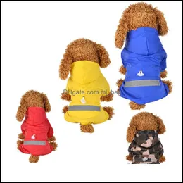 Dog Apparel Pet Cat Raincoat Hooded Reflective Puppy Small Rain Coat Waterproof Jacket For Dogs Soft Breathable Mesh Otdcr