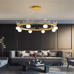 Kolye lambaları Nordic Çocuk Odası Led Crown Chandelier Kişilik Işık Lüks Yaşam Lambası Yatak Odası