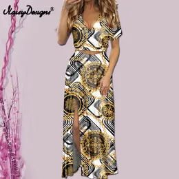 NoisyDesigns Luxury Eurpoen Floral Print Streetwear Vestidos Backless Set Vintage Dress Women V Neck Stor storlek 4xl Drop 220627