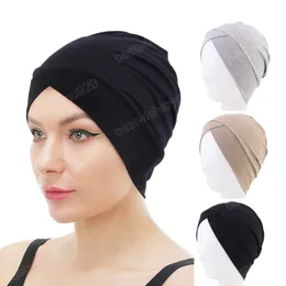Kobiety modalne bawełniane czapki hidżabu hiżabu Islamski krzyż na głowę Turban Rak wypadowy rak chemo czapki czapkę