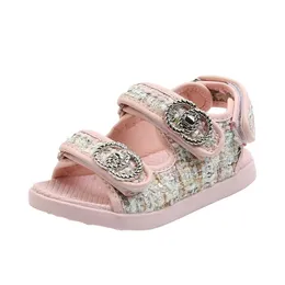 Сандалии для девочек Summer Fashion Princess Shoes Soft Sole Medium Big Kids Casual Open Toe Flat Beach Shoes The Maddlers 220621