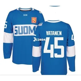 Chen37 Real Men Real Full Embroidery 2016 World Cup of Hockey Finland Team #47 Rasmus Ristolainen Hockey Jersey أو Custom أي اسم أو قميص رقم