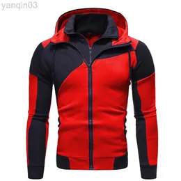 Mannen Truien Herfst Lente Dubbele Laag Rits Kapüşonlu Yelek Mannen Gündelik Uitloper Hoodies Sweatshirts L220801