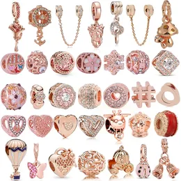 Moda coração liga natal original ouro rosa amor pingente pingente bricolage miçangas fit charms pulseira joias
