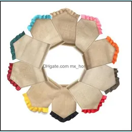 空白の黄麻布旗Diy Jute Ruffles Garden Flagsポータブルバナーイースター装飾14色DHW321ドロップデリバリー2021キーケーキギフトベイビー