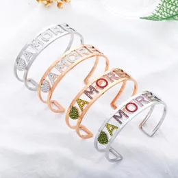 Bangle rostfritt stål amore brev armband kristallhjärta stjärna ros guld för kvinnor fest bröllop smycken gåvor 2022 BangleBangle INTE22