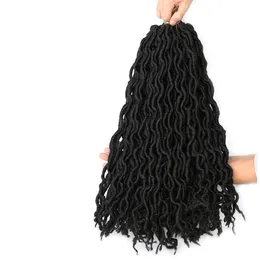 18 tum gudinna faux locs virkning hår 24 står/pack zigenare locs wavy twid flätande hårförlängningar ls18