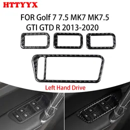 For Volkswagen Golf 7/7.5 MK7 MK7.5 GTI GTD R 2013 - 2020 Carbon Fiber Car Interior Window Button Frame Decorative Sticker