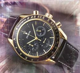 Three Eyes Quartz Fashion Mens Time Clock Watches Hostwatch Hole Hole Belt Leather Classic Classic Popular Crystal Mirror Wristwatches Orologio Di Lusso