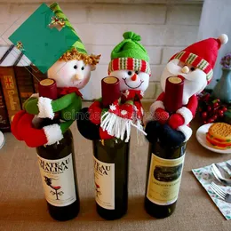 New XMAS Red Wine Bottles Cover Bags bottle holder Party Decors Hug Santa Claus Snowman Dinner Table Decoration Home Christmas Wholesale FY3107 B0619