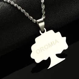 Colares pendentes Silver Bated Stainless Steel Etiópia Oromia para mulheres meninas Oromo Ethnic JewelryPenda