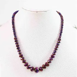 Chains Purple Crystal Glass 6-14mm Abacus Faceted Beads Diy Necklace 18"B641Chains ChainsChains