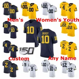 Michigan Wolverines College-Football-Trikots, Tom Brady-Trikot, Shea Patterson, Charles Woodson, Nico Collins, Peoples-Jones, individuell genäht