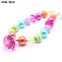MHS.SUN Colorful Chunky Beads Necklace With Water Drop Pendant Fashion Child/Kids/Girls Bubblegum Jewelry W220423