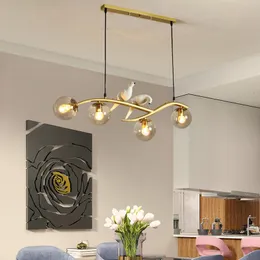 Anhänger Lampen Nordic Post-moderne Led Einfache Hause Esszimmer Glas Lichter Kreative Persönlichkeit Bar Vogel Hängen LightPendant