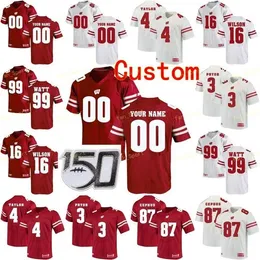 Nik1 NCAA College Jerseys Wisconsin Badgers 4 AJ Taylor 37 Garrett Groshek 7 Bradrick Shaw 12 Alex Hornibrook Custom Football Stitched