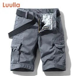 Luulla Men Summer Premium Stretch Swill Cotton Cargo Shorts Men Moda casual Solid Classic Bolsets Shorts de perna de perna 38 mais 220622