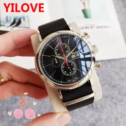 High Quality Men's Six Hands Series Watch All Dial Working Stopwatch Quartz Movement Clock Pilot Chronometer Fabric Nylon Strip Waterproof Wristwatch