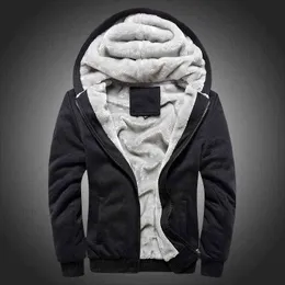 Svart huva tröja Autumn Winter Mens Hoodie Schooluniform Male Korean Sportswear Casual Man Plus Size Fluffy Thick Jacket L220725
