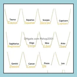 Pendant Necklaces Pendants Jewelry Horoscope Sign Necklace Constellation Stainless Steel Zodiac Letter Taurus Aquarius Scorpio Gemini Sagi