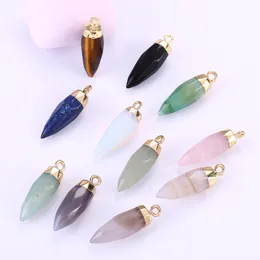 Natural Stone Cone Charms Opal Pink Quartz Chakras Crystal Tiger Eye Healing Crystal Pendant For DIY Jewelry Making Necklace