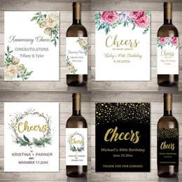 Custom Wine Bottle Wrap Label Personalized Any Text Stickers Cheers Theme Wedding Birthdays Parties Anniversary Labels 220613