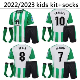 축구 유니폼 22 23 Real Betis Juanmi B.Iglesias Kids Kit Socks Joaquin Canales Fekir 축구 셔츠 Alex Moreno Willian