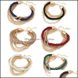 Bağlantı zinciri bilezik mücevher 6 renk Kadın bilezik örgü zincirleri el yapımı alaşım takılar moda kızlar için aksesuar damla teslim