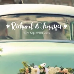 Just Married Car Wedding Stickers Personalised Custom Name Removable Vinyl Waterproof Decoration Bride Groom Decals HJ993 220613