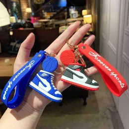 Cartoon Man and Woman Couples Basketball Shoes Keychain PVC Soft Rubber Car Key Ring Chain Bag Small Pendant Accessories G220421