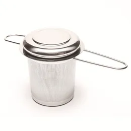 Tea Tools Malha de Aço Inoxidável Folha Solta Chá Infusor Infuser Difusor com Tampa Dobrável Punho Spice Filter Steper XBJK2203