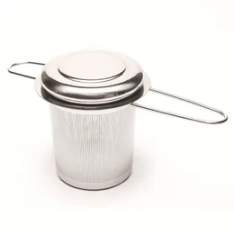 Te Tools Rostfritt stål Mesh Loose Leaf Tea Infuser Stråldiffusor med lock Fällande handtag Spice Filter brantare XBJK2203